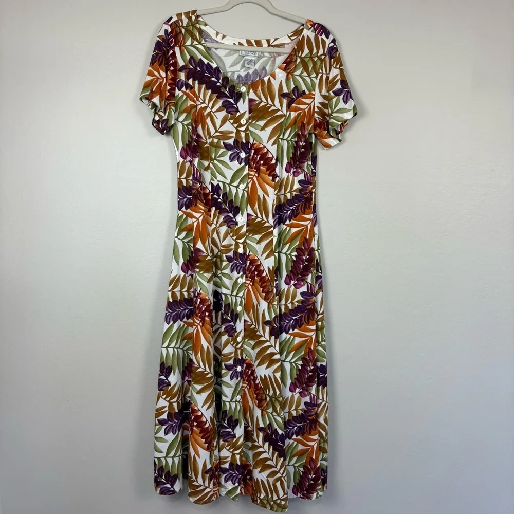 Jennifer Moore Maxi Dress Sz M Floral‎ Print Fit & Flare Tradwife Vintage Modest